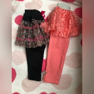 Girls' Tutu Leggings Set - Black and Coral